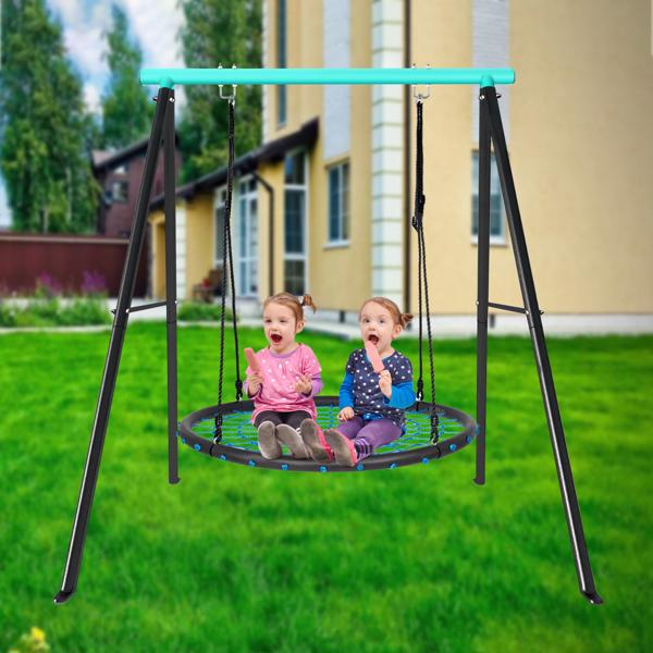 Porch Swing Frame, 550lbs Weight Capacity Swing Stand, Heavy Duty A-Frame Swing, Swing Stand Frame for Yoga Hammock Saucer Baby Porch Swing (Cyan, Swing NOT Included)