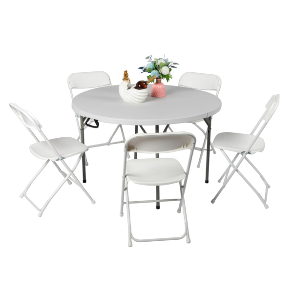 48inch Round Folding Table Outdoor Folding Utility Table White