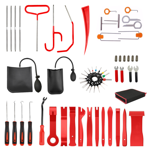 Trim Removal Kit, 63 automatic Trim removal Kit, Plastic panel fastener Removal Kit, Automotive trim Removal Kit/trim/Panel/Door/audio/Auto clamp/Terminal Removal Kit (red)