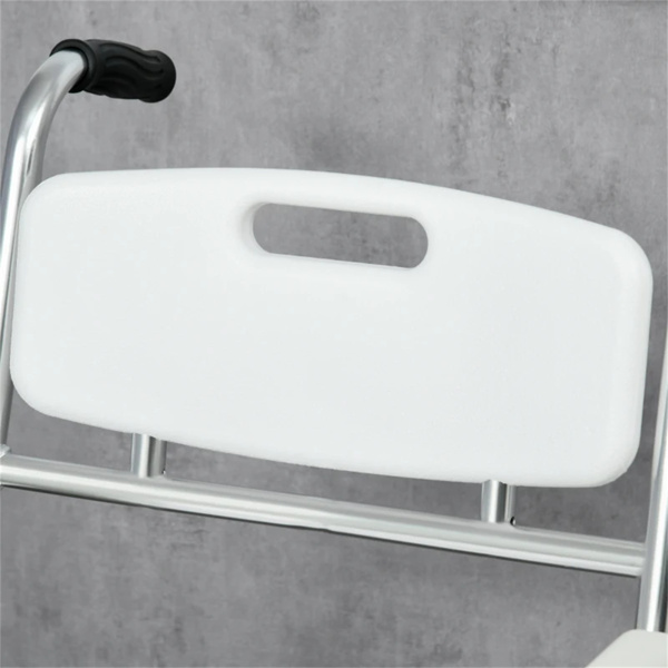 Shower Commode Wheelchair,  Waterproof Rolling Over Toilet Chair with Padded Seat