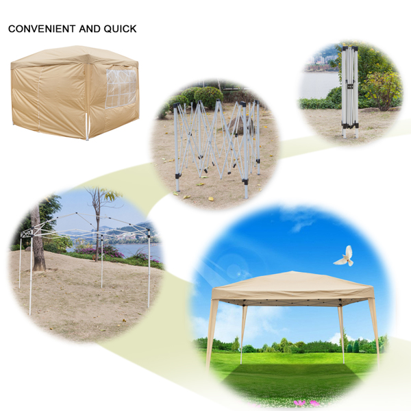 3 x 3m Two Doors & Two Windows Practical Waterproof Right-Angle Folding Tent Khaki