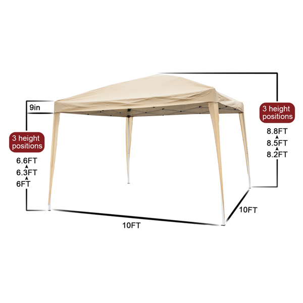 3 x 3m Two Doors & Two Windows Practical Waterproof Right-Angle Folding Tent Khaki