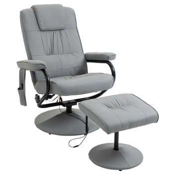 Gray massage chair with footstool, vibration massage recliner with remote control,Office chair，living room chair