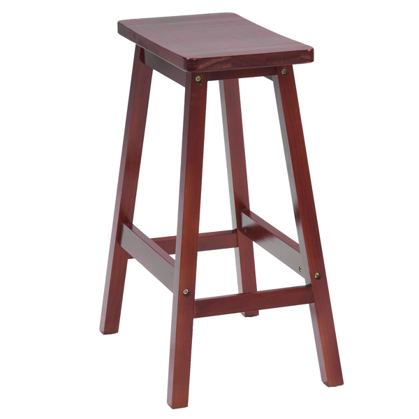 2pcs Pine Wood Saddle Seat Bar Stool Brown