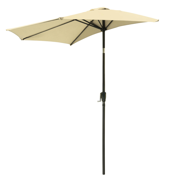 10 ft Half Round Outdoor Patio Market Wall Umbrella with Tilt   Button,Outdoor Patio Half Umbrella Tilt System Metal Frame Sun Shade
