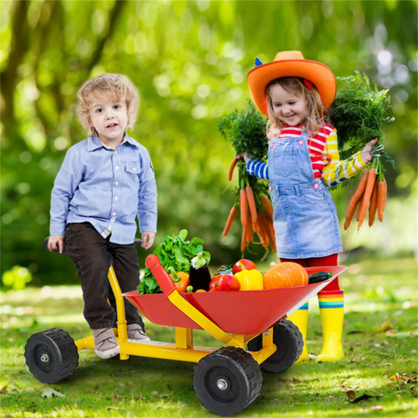 Kids Ride-on Sand Dumper with 4 Wheels，can not only dig sand/dirt in summer but also shovel snow in winter