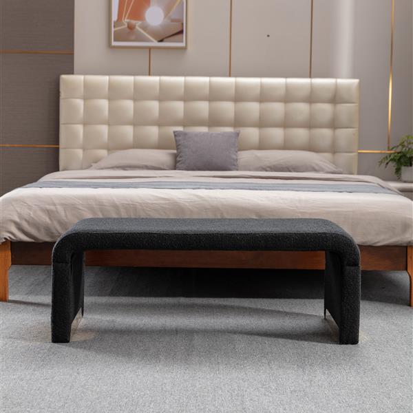 New Fabric Loveseat Footstool Bedroom Bench Shoe Bench With Gold Metal Legs,Black