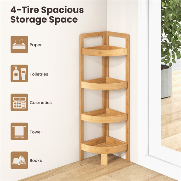 Bamboo bathroom rack, bathroom storage rack with 4 layers Storage Space