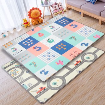 Baby Play Mat for Floor, Reversible Foam Play Mat for Baby, Non-Toxic Baby Floor Mat, Haute Collection Crawling Mat, Rolling Kids Play Mat, One-Piece Waterproof Playmat for Babies