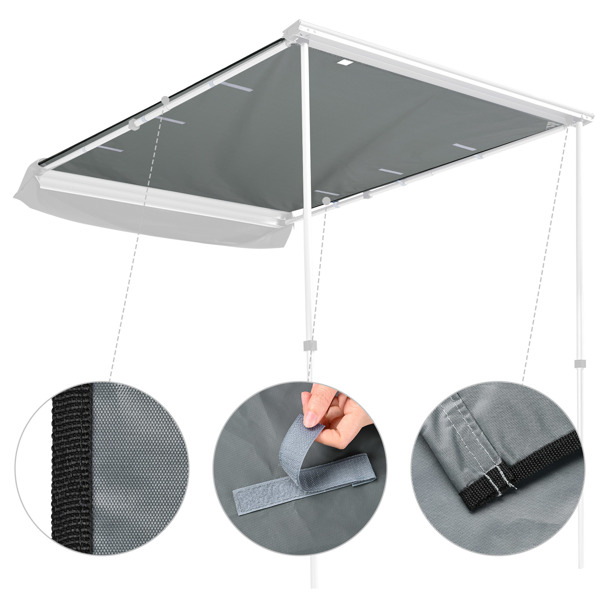 239 x 197cm Canopy for Carside Awning,Rooftop Pullout Ripstop UPF50+ Side Awning, Reinforced Hinges & Poles for Jeep/SUV/Truck/Van only Roof （ No shipping on weekends.）