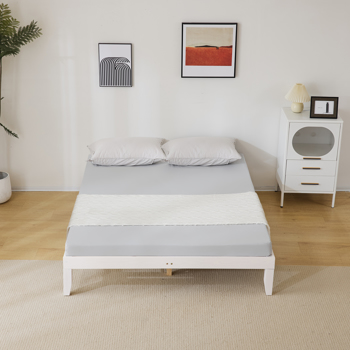 Basic bed frame washed white Queen 206*151*30.5cm wooden bed