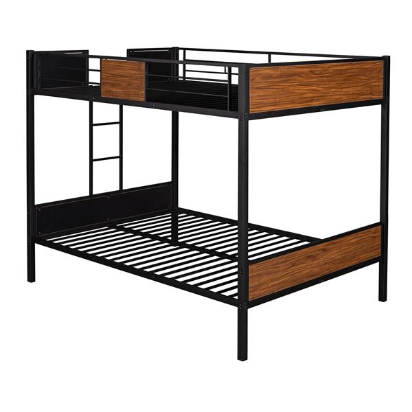 Full-over-full bunk bed modern style steel frame bunk bed with safety rail, built-in ladder for bedroom, dorm, boys, girls, adults(OLD SKU: MF190840AAD