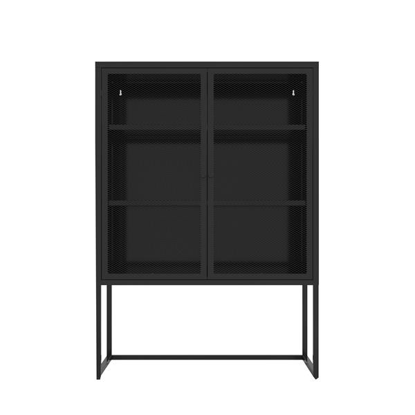 Black Storage Cabinet with Doors, Modern Black Accent Cabinet, Free Standing Cabinet, Buffet Sideboards for Bedroom, Kitchen,Home Office