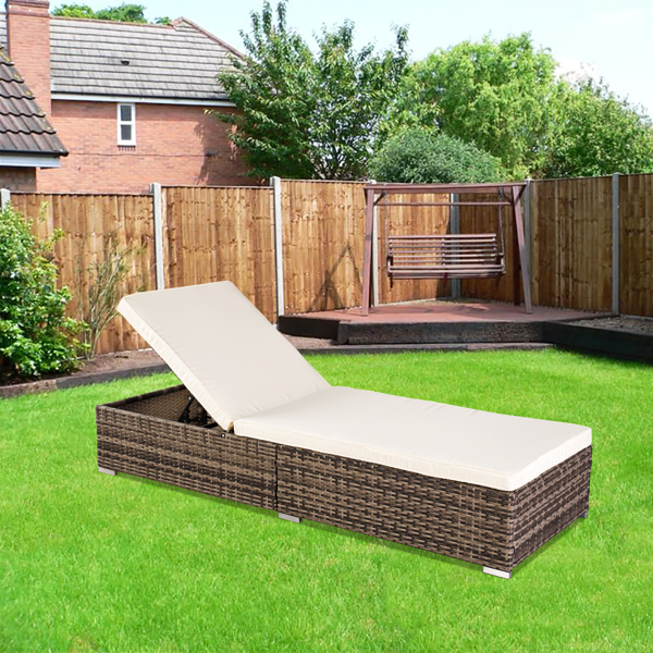  Outdoor Leisure Rattan Furniture Pool Bed / Chaise (Single Sheet)-Grey