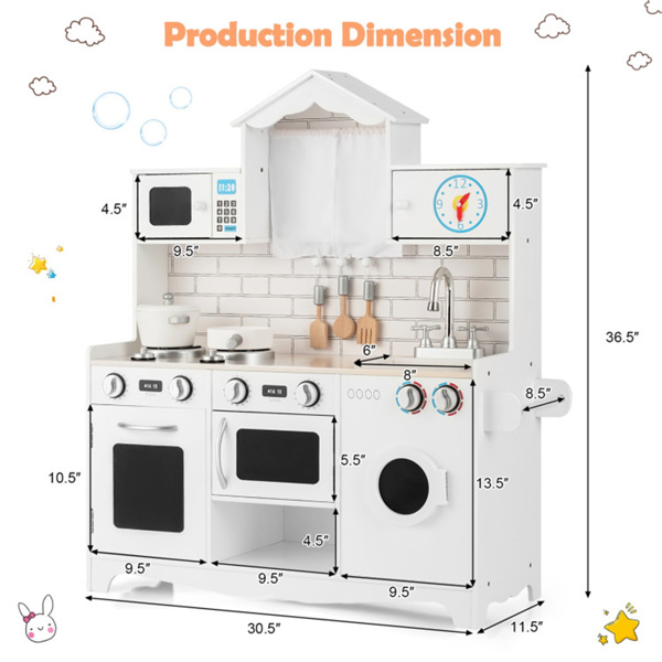 Kitchen Toy Wooden Kids Kitchen with Washing Machine 