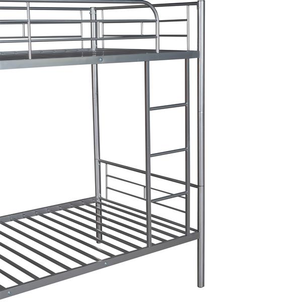 Twin Over Twin Metal Bunk Bed (Silver)