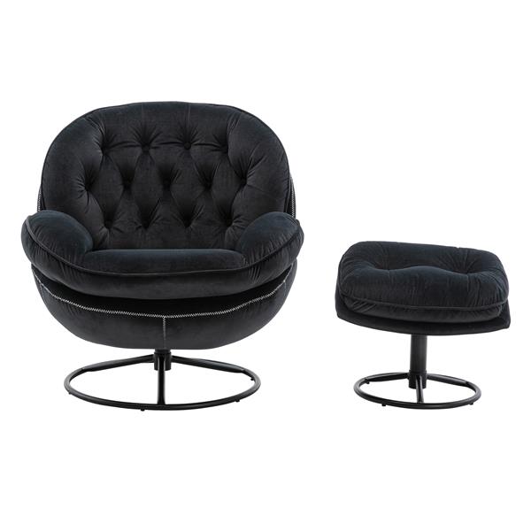 TV Chair  Living room Chair  with Ottoman-BLACK