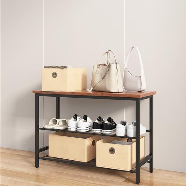 DN 3-Tier Metal Shoe Rack, Modern Multifunctional Shoe Storage Shelf with MDF Top Board, Tigger，1 pc per carton