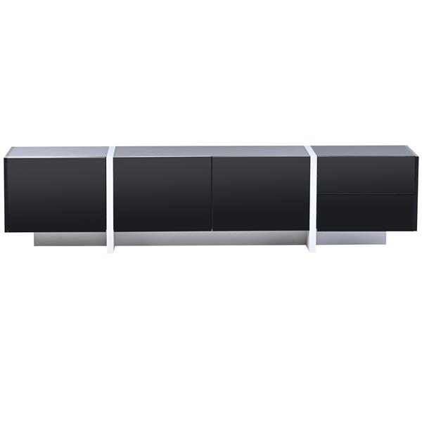 White & Black Contemporary Rectangle Design TV Stand, Unique Style TV Console Table for TVs Up to 80'', Modern TV Cabinet with High Gloss UV Surface for Living Room.