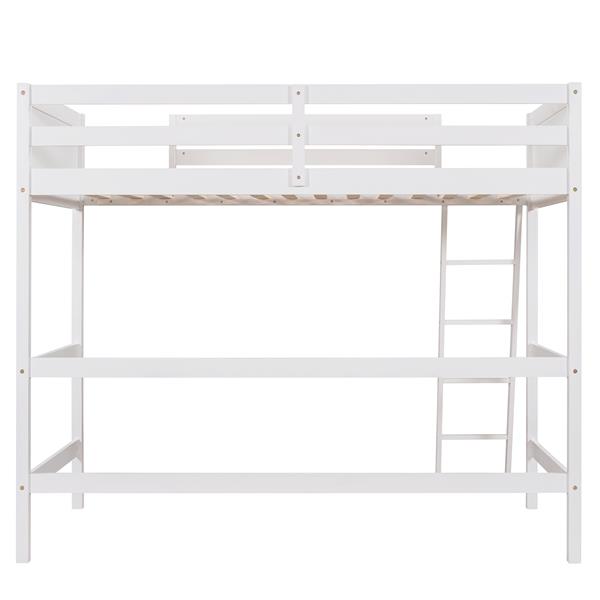 Solid Wood Twin Size Loft Bed with Ladder(White)