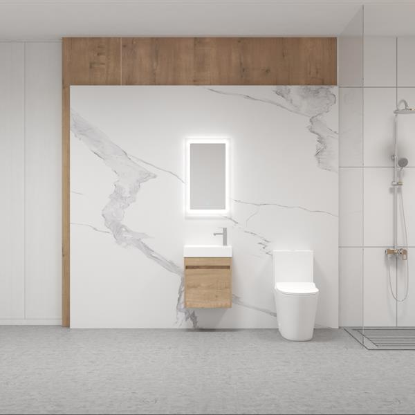 18'' Floating Wall-Mounted Bathroom Vanity with White Resin Sink & Soft-Close Cabinet Door