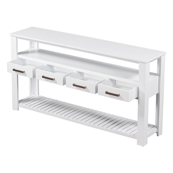 62.2'' Modern Console Table Sofa Table for Living Room with 4 Drawers and 2 Shelves