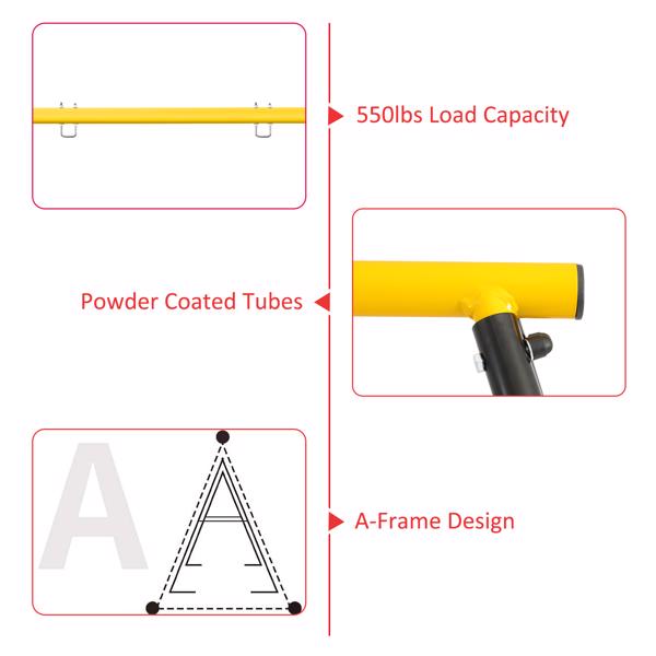 Porch Swing Frame, 550lbs Weight Capacity Swing Stand, Heavy Duty A-Frame Swing, Swing Stand Frame for Yoga Hammock Saucer Baby Porch Swing (Yellow, Swing NOT Included)