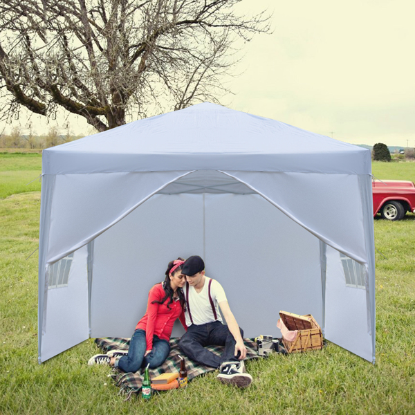 3 x 3m Two Doors & Two Windows Practical Waterproof Right-Angle Folding Tent White