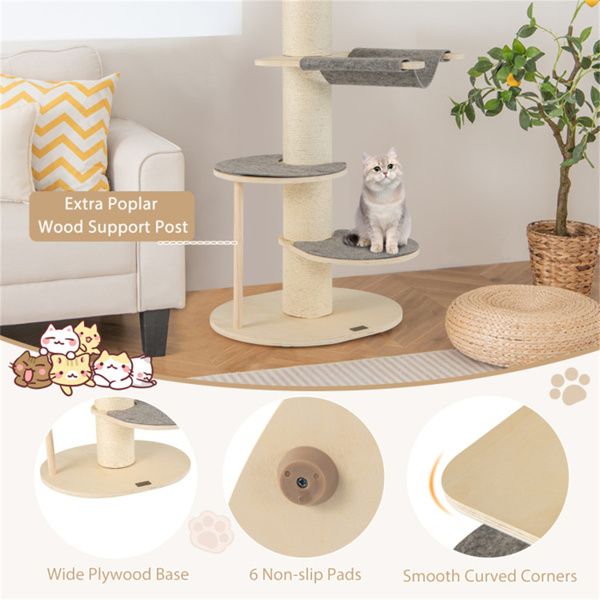 Beige Cat Tree Cat Climbing Frame with Anti slip Pads