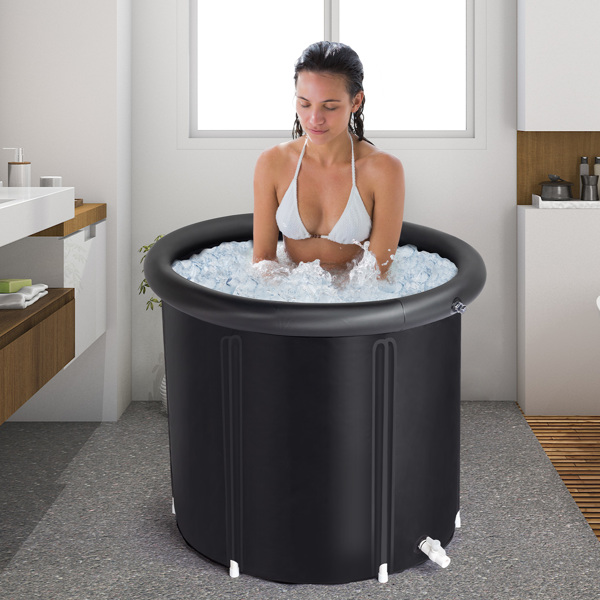 Ice Bath Tub for Athletes with Cover, 105 Gallons Cold Plunge Tub for Recovery, Multiple Layered Portable Ice Bath Plunge Pool, Black