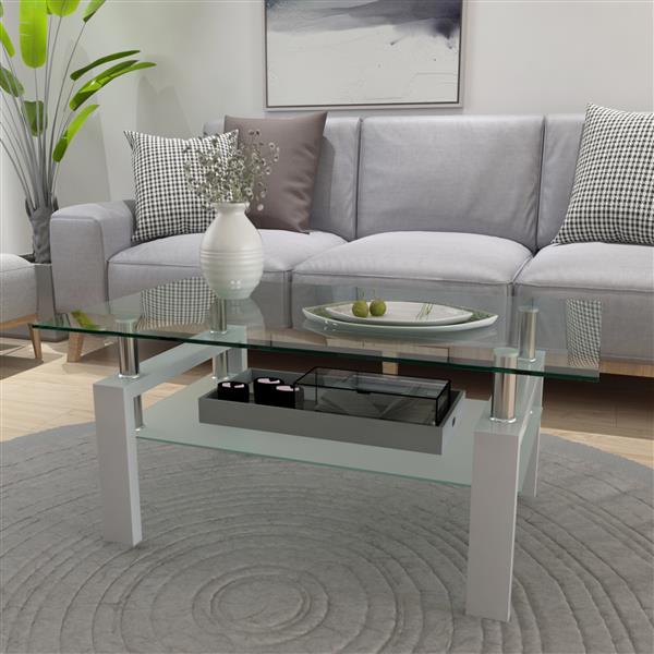 White Coffee Table, Clear Coffee Table, Modern Side Center Tables for Living Room, Living Room Furniture