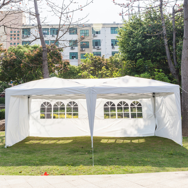 3 x 6m Four Windows Practical Waterproof Folding Tent White