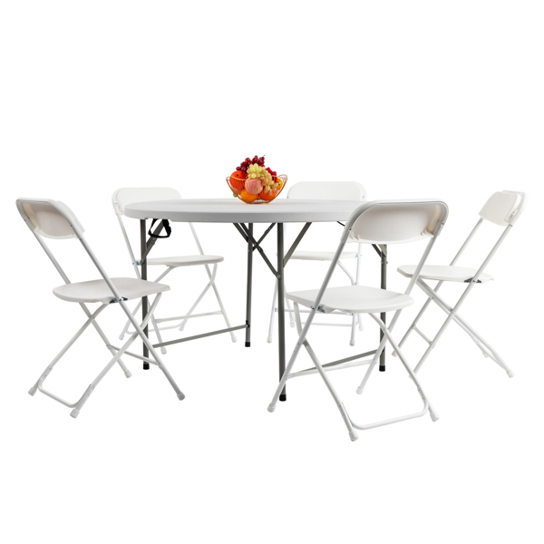 48inch Round Folding Table Outdoor Folding Utility Table White