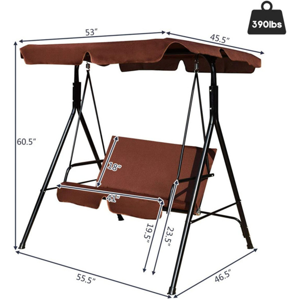 2-Seat Patio Swing Chair with awning