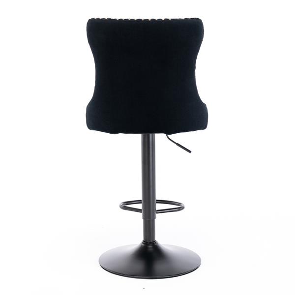 Furniture,Swivel Velvet Barstools Adjusatble Seat Height from 25-33 Inch,17.7 inch base, Modern Upholstered Bar Stools with Backs Comfortable Tufted for Home Pub and Kitchen Island,Black,Set of 2