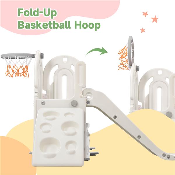 Toddler Climber and Slide Set 4 in 1, Kids Playground Climber  Slide Playset with Basketball Hoop Play Combination for Babies Indoor & Outdoor