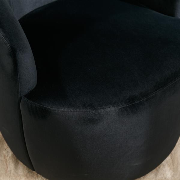 Velvet Fabric Swivel Accent Armchair Barrel Chair With Black Powder Coating Metal Ring,Black