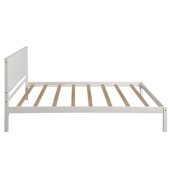 Platform Bed Frame with Headboard, Wood Slat Support, No Box Spring Needed,Twin, White