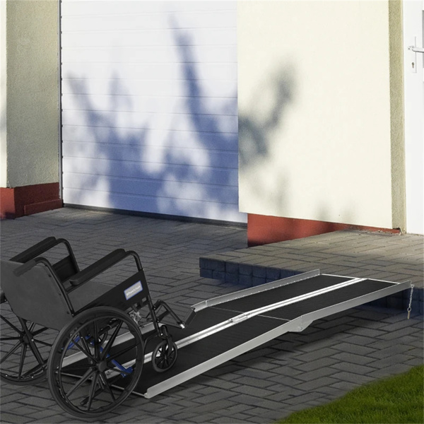 8' Threshold Ramp,Portable Wheelchair Ramp,Carpeted Foldable Handicap Ramp,