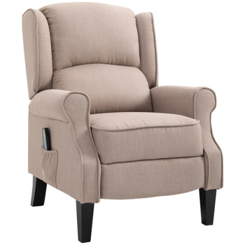Dark Beige Recliner Chair.   Wingback Single Sofa with Vibration Massage, Heat, Push Back