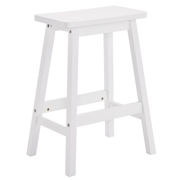 2pcs Pine Wood Saddle Seat Bar Stool White