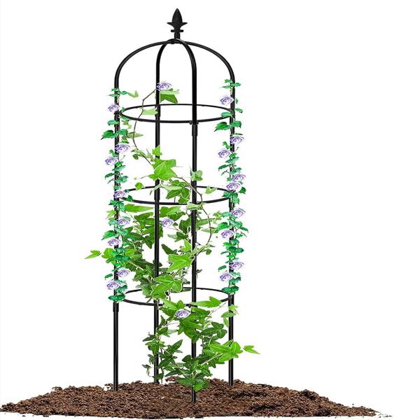 6.2ft Garden Obelisk Trellis,Lightweight Rustproof Plastic Coated Metal Tall Tower Trellis Stand,Black