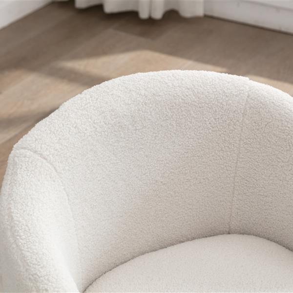 Teddy Fabric Swivel Accent Armchair Barrel Chair With Black Powder Coating Metal Ring,Ivory White