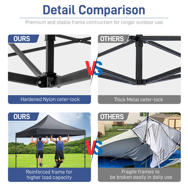 10x10ft Instant Portable Pop Up Canopy Tent  PVC Coated Shelter with Wheeled Carry Case, 4 Sand Bags - Black Top