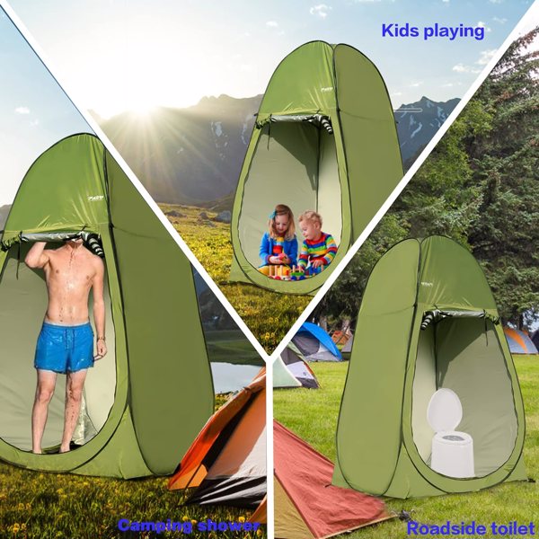 Camping Shower Tent 7FT Instant Pop Up Privacy Tents, Portable Toilet Tent Outdoor Dressing Room, Foldable Camp Sun Shelter for Beach Fishing
