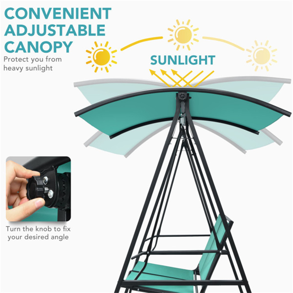 2 Seater Porch Swing with Canopy, Green Patio Swing