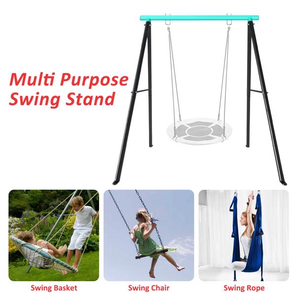 Porch Swing Frame, 550lbs Weight Capacity Swing Stand, Heavy Duty A-Frame Swing, Swing Stand Frame for Yoga Hammock Saucer Baby Porch Swing (Cyan, Swing NOT Included)