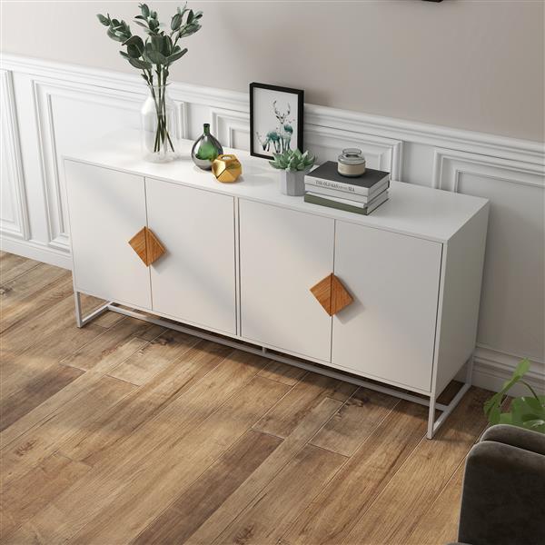 Solid wood special shape square handle design with 4 doors and double storage sideboard