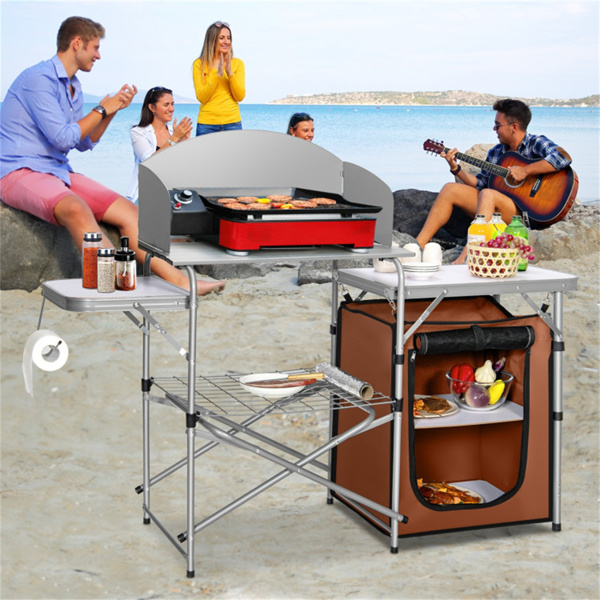 Foldable Camping Kitchen with Windscreen Bag