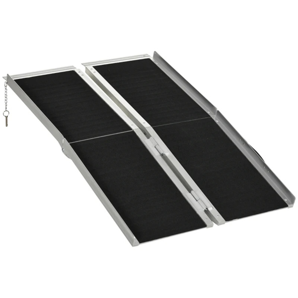 4' Threshold Ramp,Portable Wheelchair Ramp,Carpeted Foldable Handicap Ramp